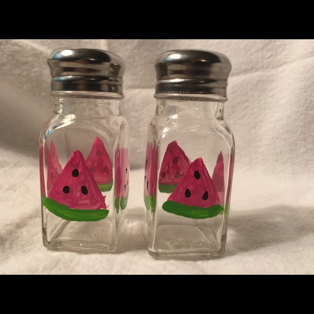 Summer Watermelon Hand Painted  2 oz salt and pepper shakers
